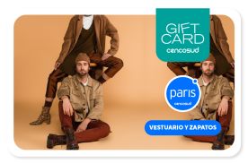 Gift Card Paris Vestuario y Zapatos, lleva $70.000 y paga $56.000