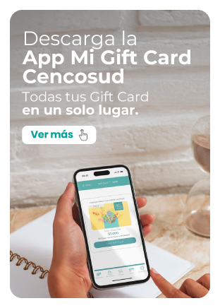 Descarga la App Mi Gift Card Cencosud y gestiona tus Gift Card en un solo lugar.