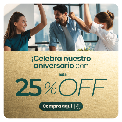 Celebra nuestro aniversario con Gift Cards de hasta 25% OFF.